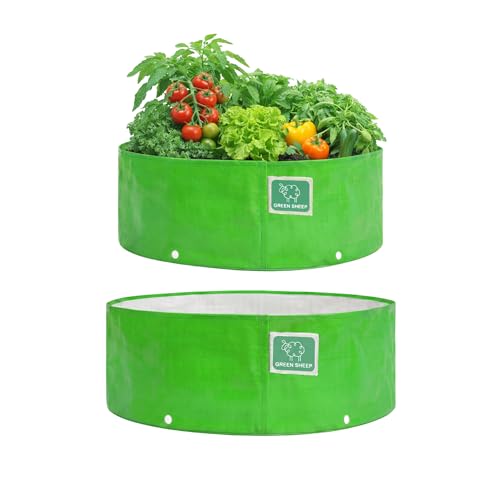 Image of GREENSHEEP HDPE Grow Bag Heavy Duty 260 GSM Round Plants Flower Growing Bags Floor Standing Mount Type for Home Garden Balcony Terrace Kitchen Nursery (Green, 24x6 inch, Pack of 2)
