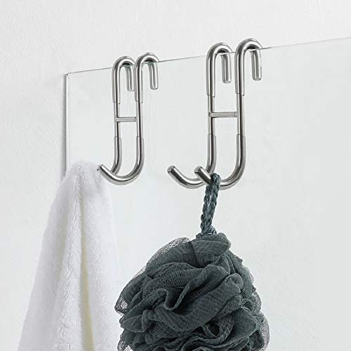Simtive Shower Door Hooks, Over Door Hooks for Bathroom Frameless Glass Shower Door, Towel Hooks