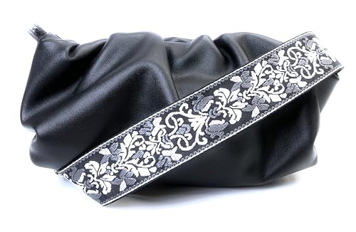 Image of Purse Strap Replacement for Crossbody Bags & Handbags | Premium Webbing with Silver Hardware Clip-On Installation Adjustable Length Comfortable Wide Guitar Style Strap