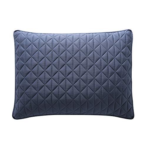 Valeron Palermo Tencel Modal-Performance, Cooling, Silky Soft-Solid Diamond Stitched Quilted Sham Set, Standard, Navy #TOP3