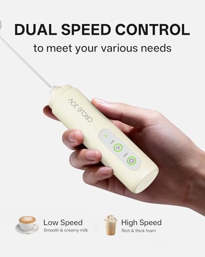 Image of CIRCLE JOY Rechargeable 2-Speed Milk Frother with Dual Spring Whisk, Electric Coffee Frother Handheld, Portable Mixer Wand for Protein Powder Matcha Lattes Cappuccino, Home Kitchen Gifts