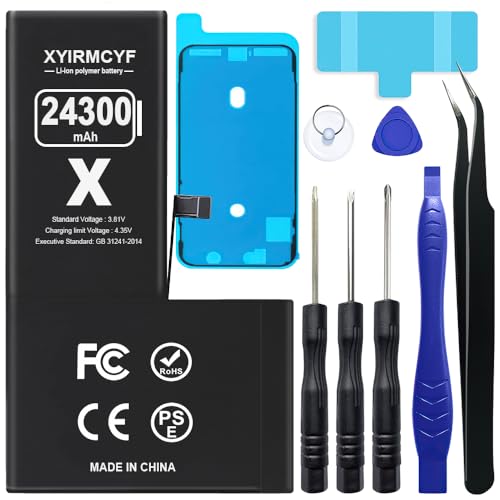 XYIRMCYF 24300mAh Super Capacity Battery Compatible with iPhone X New 0 Cycle Li-Polymer Replacement Battery for iPhone X with Professional Repair Tool Kit