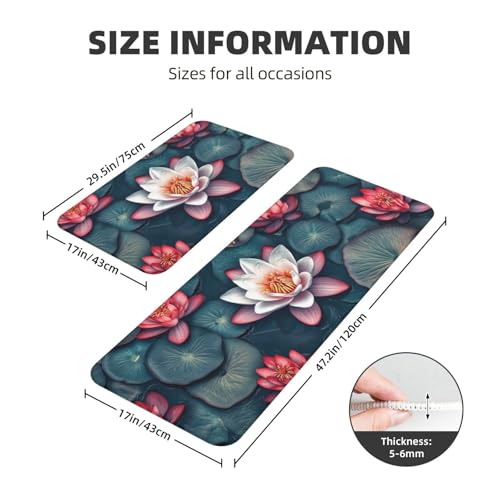 Tapetes de cocina de alta densidad con diseño floral de loto y base firme antideslizante 4