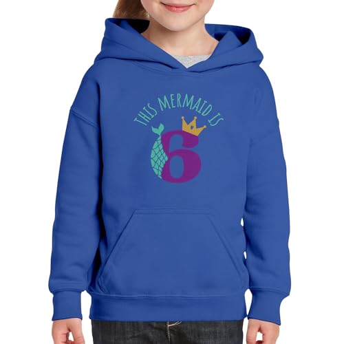 Sweat This Mermaid is 6 Years Old, pull à capuche confortable anniversaire