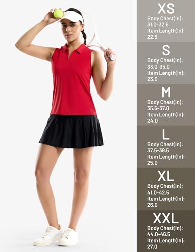 Image of MIER Womens Sleeveless Golf Shirts - Quarter Zip UPF 50+ Collared Polo Tank Tops, Quick Dry Zip Up Tennis Sports Active Tee