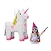 Produktbild Relaxdays Pinata Einhorn, zum Aufhängen, Kinder, Mädchen, Geburtstag, zum Befüllen, HxBxT: 47 x 43 x 13 cm, weiß-rosa