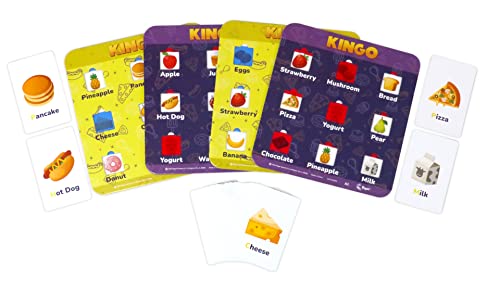 Regal Games - Kingo - Kids’ Bingo Set - Includes 4 Boards, 24 Calling Cards - Creative Learning, Mental Development - Food - Ideal For 2-4 Players, Ages 3+ #TOP5