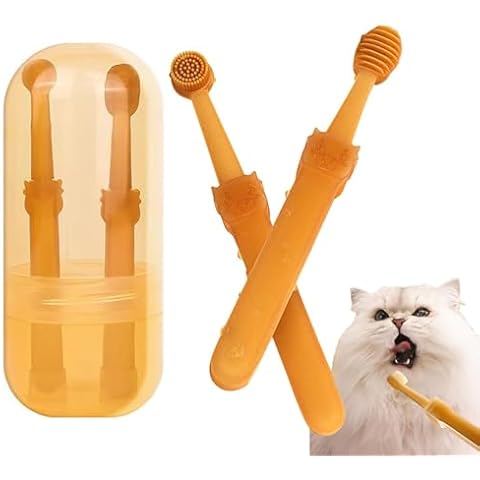 2Pcs Small Dog & Cat Toothbrush Kit with Storage Box, Soft Silicone Cat Dog Tooth Brushing Kit, Tongue Cleaner for Pet Tooth Brushing | Easy to Handle | Deep Clean for Toothbrush for Dogs Small Breed Cover