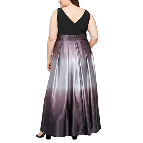 S.L. Fashions Women's Plus Size Sleeveless Long Satin Party Dress with Pockets2
