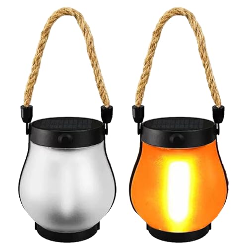 2 Stück Solar Flamme Laterne, Flamme Solar Lantern Außenleuchten, Halloween Deko Outdoor, Wasserdicht Outdoor Leuchten, Halloween Laterne, Solarlaterne Balkon Tisch Garten Halloweens Deko