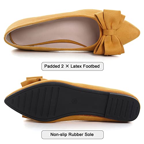 Image of SAILING LU Womens Bowknot Ballet Flats Pointy Toe Suede