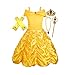Produktbild ALEAD Prinzessin Kostüm Belle Kleid und Zubehör, Handschuhe, Diadem, Zauberstab und Halskette (2-3 Jahren)