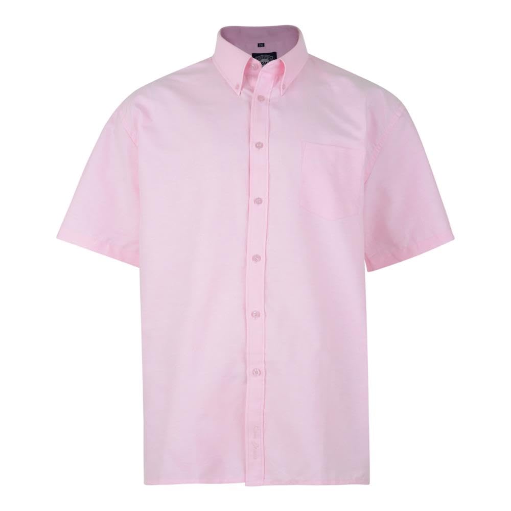 Kam Men's Pink Casual Short Sleeve Oxford Shirt For In 7XL