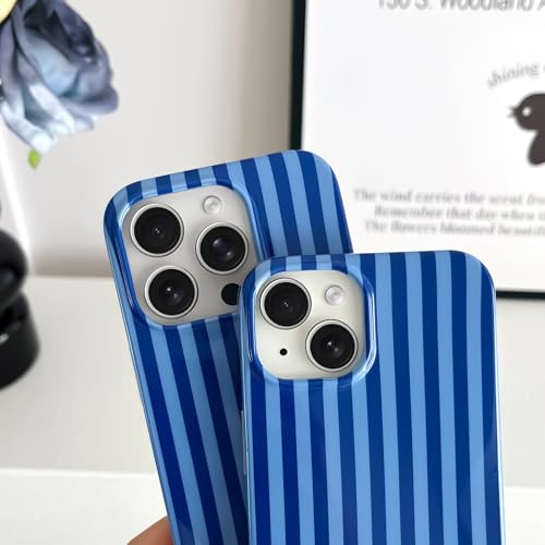Yeddabox for iPhone 14 Case Cute Striped Phone Case Soft TPU Slim Shockproof Phone Cover for Women Girls, Navy Blue - image 3