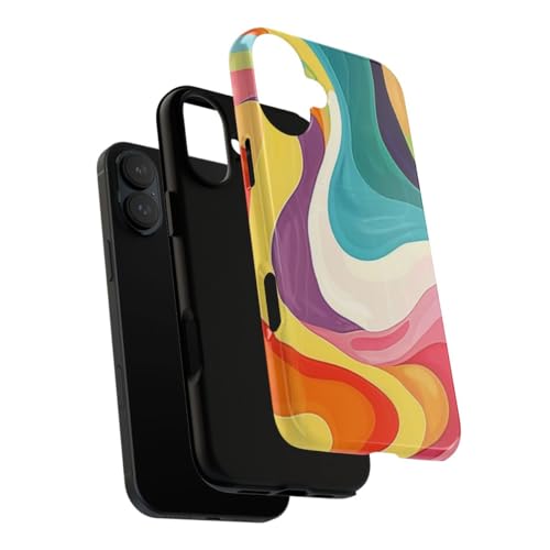 Coque iPhone 16 Plus motif abstrait groovy multicolore rigide