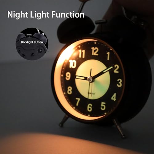 Image of HOME SKILL Alarm Clock for Heavy Sleepers Loud Clock for Adults, Table Clock with Backlight Alarm Clocks for Students Decoration Bedroom /Office (Black Luminous)