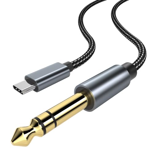 MMOBIEL Câble Auxiliaire Audio USB-C vers 6.35mm TRS Mâle Stéréo Adaptateur Aux Audio Jack Câble pour iPhone 16 15, iPad, MacBook, Samsung Galaxy, Haut-Parleurs, Amplificateur, Console Mixage - 1m