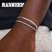 RANKEEF Sterling Silver Cuban Link & Rope Bracelet Set for Men - 2pcs Mens Silver Chain Bracelet