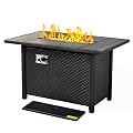 Altrigus 42" Fire Pit Table with Propane Gas,Patio Rectangular Firepit Tables with Lid & Rain Cover & Lava Rocks,Outdoor 50,000 BTU Fire Table for Outside Deck Backyard Balcony