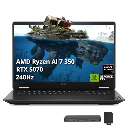 Image of HP Omen 17.3 inch QHD Gaming Laptop, AMD Ryzen AI 7 350, 32GB DDR5, 2TB Storage(1TB SSD+1TB Docking Station Set), NVIDIA GeForce RTX 5070 8 GB GDDR7, RGB Backlit Keyboard, Win11 pro, Black