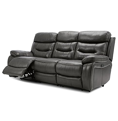 Image of Torque - Joel 3 Seater Leatherette Manual Recliner | Recliner Sofa /Chair for Living Room, Bedroom, Office (Grey) | 1 Year Warranty