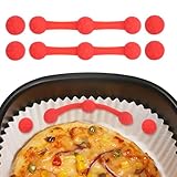 Penitue 6stk Heißluftfritteuse Silikon Magnet Schnallen, Rote Hitzebeständige Magnetische Clips Heißluftfritteuse Zubehör Küchen Werkzeug zum Fixieren von Backpapier Einlagen von Verbrennungen