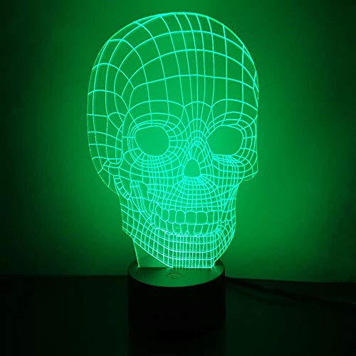 Skull 3D Night Light Led Illusion Lamp Bedside Desk Table Lamp, Loveboat 7 Color Changing Lights With Acrylic Flat & Abs Base & Usb Charger As Home Decor And A Best Gift #TOP2