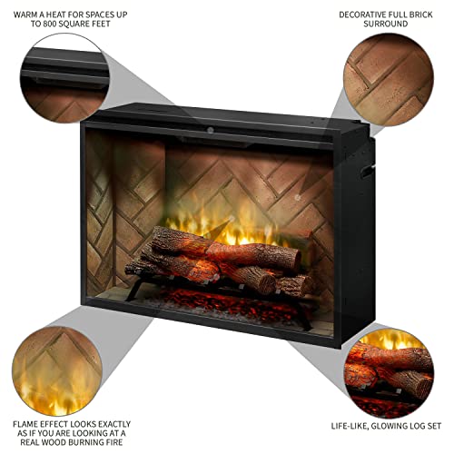 Dimplex Revillusion® 36" Built-in Firebox (Model: RBF36), 4435/6739/8786 BTU, 120/208/240 Volt, 1375/1975/2575 Watt, Herringbone