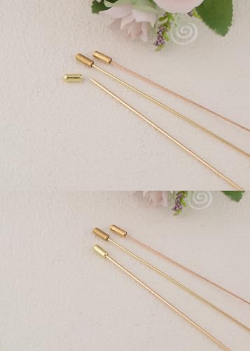 Image of Alilang Magic Lamp Pearl Lady Camo Rose Heart Rhinestones 3Pcs Vintage Long Handle Hat and Lapel Pins with Flexible Bendable Design
