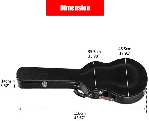 High-End PU Leather Hard Case for 335 Style Semi-Hollow and Hollowbody Electric Guitar with Interior Storage Compartment, Black