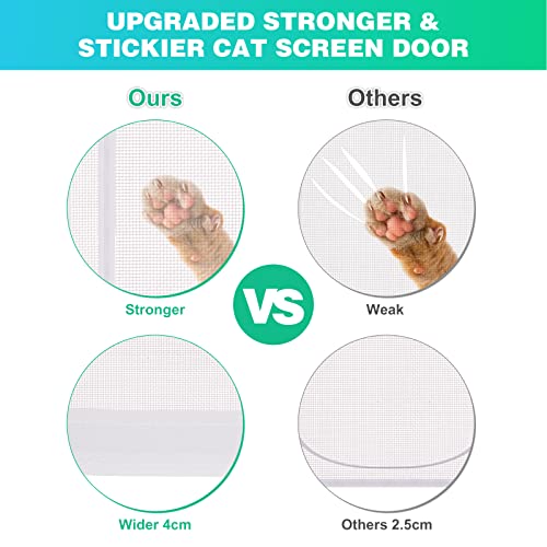 Reinforced Cat Screen Door, 40X84” Heavy Duty Pets Proof Screen Door with Bilateral Zipper, Prevent Dogs Cats Running Out from Home, Bedroom, Living Room, Kitchen Patio Door (White) by MYPIN - Image 4