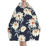 Flor de margarita floral,Sudadera con capucha y manta de franela de gran tamaño para mujer