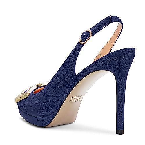 DearOnly Womens Stiletto High Platform Heel Pointed Toe Pumps Slingback Buckle Party Cute Summer 3.9 Inches Heels3