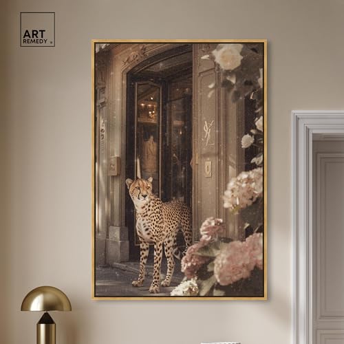 Art Remedy Cheetah at the Store Canvas Fashion Designer Wall Art, Gold Frame, 36" x 54" by Art Remedy - Image 3