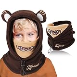 TAGVO Wintermütze Beanie Hut Schal Set für Kinder, Winter Warm Weiches Schlupfmütze, Warm Mütze und Schal Set für Jungen Mädchen 3-10 Jahre, Schalmütze Niedlich Beanie Cap mit Fleecefutter