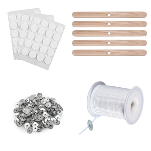 61m Stoppini per Candele, ZoneYan Stoppino in Cotone Naturale con 100 Pezzi Supporto Stoppino Candele, Stoppini per Candele Fai Da Te, Stoppino per la Realizzare di Candele Fatte a Mano