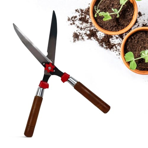 Image of Cinagro Hedge Shears for Gardening (1 Pc, Metal Blade, Wooden Handle), Heavy Duty Hedge Pruner Shear Cutter & Plant Branch Cutter for Lawns or Garden, Garden Scissors for Cutting Plant Stem