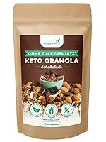 Simply Keto Knusper Granola Schoko - Lower Carb* Müsli-Alternative ohne Zuckerzusatz - 500g Leckeres Keto Granola für ein perfektes Frühstück - Paleo & Vegan - Soja, Laktose- & Glutenfrei - 500g