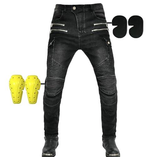 SHUOJIA Motorradjeans Für Männer Und Frauen, Motorradhosen Motorradjeans Sportliche Motorrad Hose Mit Protektoren Motorradhose (A11,S)