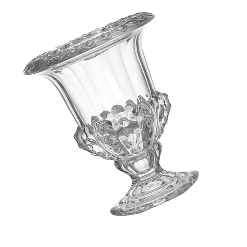 Jojofuny JarróN Transparente De Cristal Retro De 8.58X6.61X6.61In Florero Decorativo para Mesa con Porta Velas Adorno para Hogar Oficina Bodas Y Arreglos
