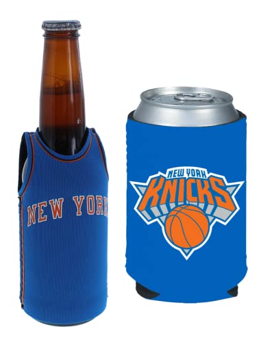 Nba Basketball Team Color Logo Can & Bottle Holder Insulator Beverage Cooler Set (New York Knicks) #TOP30
