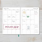 Diary 2026 Week to View with Monthly Pages, Vegan Leather & Band Closure, A5, Lake Blue - Image 3