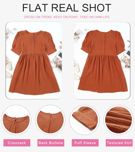 Image of Dokotoo Womens Summer Crewneck Puff Sleeve Babydoll Elegant Empire Waist Mini Swing Skater Dresses with Pockets