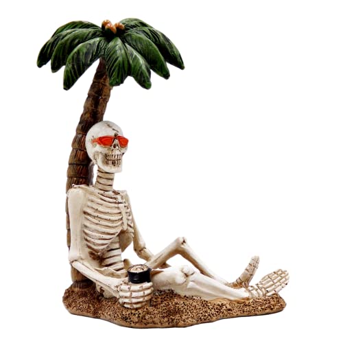 Needzo Beach Bum Skeleton Figurine, Spooky Summer Home Decor, Funny Halloween Decorations,...