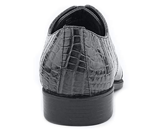 Image of Bolano Bandit Men's Alligator Print Cap-Toe Oxford Dress Shoes | Formal lace-up oxfords with alligator print, folded croc detailing and cap toe for tuxedo and dress wear