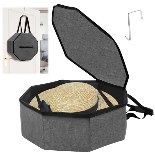 Bolsa Organizadora para Guardar Sombreros, Estuche para Sombreros de Vaquero con Asa, Caja para Sombreros para Viajes y Almacenamiento, Cajas Plegables para Sombreros para Mujeres Hombres para Viajes