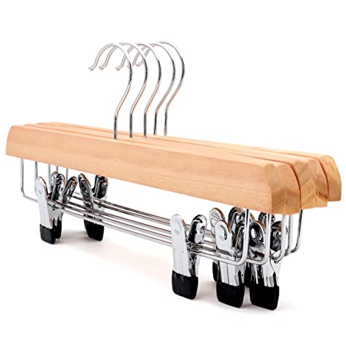 The Hanger Store - 10 Pack Eco Skirt Trouser Hangers with Clips FSC Wood