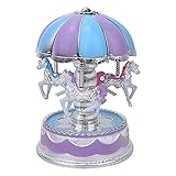 Carousel Horses Music Box Tabletop Rotating Horse Figurine Musical Box with LED Lights Valentine Birthday Anniversary Home Decorative Present for Women Wife Mom Daughter Kids Wife Christmas (Purple)