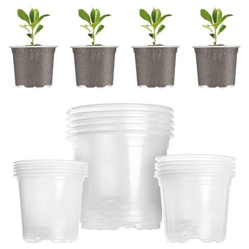 15 Stück Anzuchttöpfe für Pflanzen Topf, 9/10/13cm Blumentöpfe Plastik, Transparente Blumentopf, Untertopf Orchideentopf, Anzuchttopf, Pflanztöpfe, Pflanztopf Durchsichtig für Orchideen Kaktus