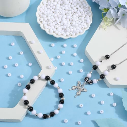 SOFPLATE 1000Pcs 6mm White Acrylic Beads Opaque Bead Smooth Small Round Spacer Bead Plastic Ball Jewellery Loose Beads for Jewellery Making Bracelets Necklaces Earrings Supplies DIY Crafting Beginners - Image 4